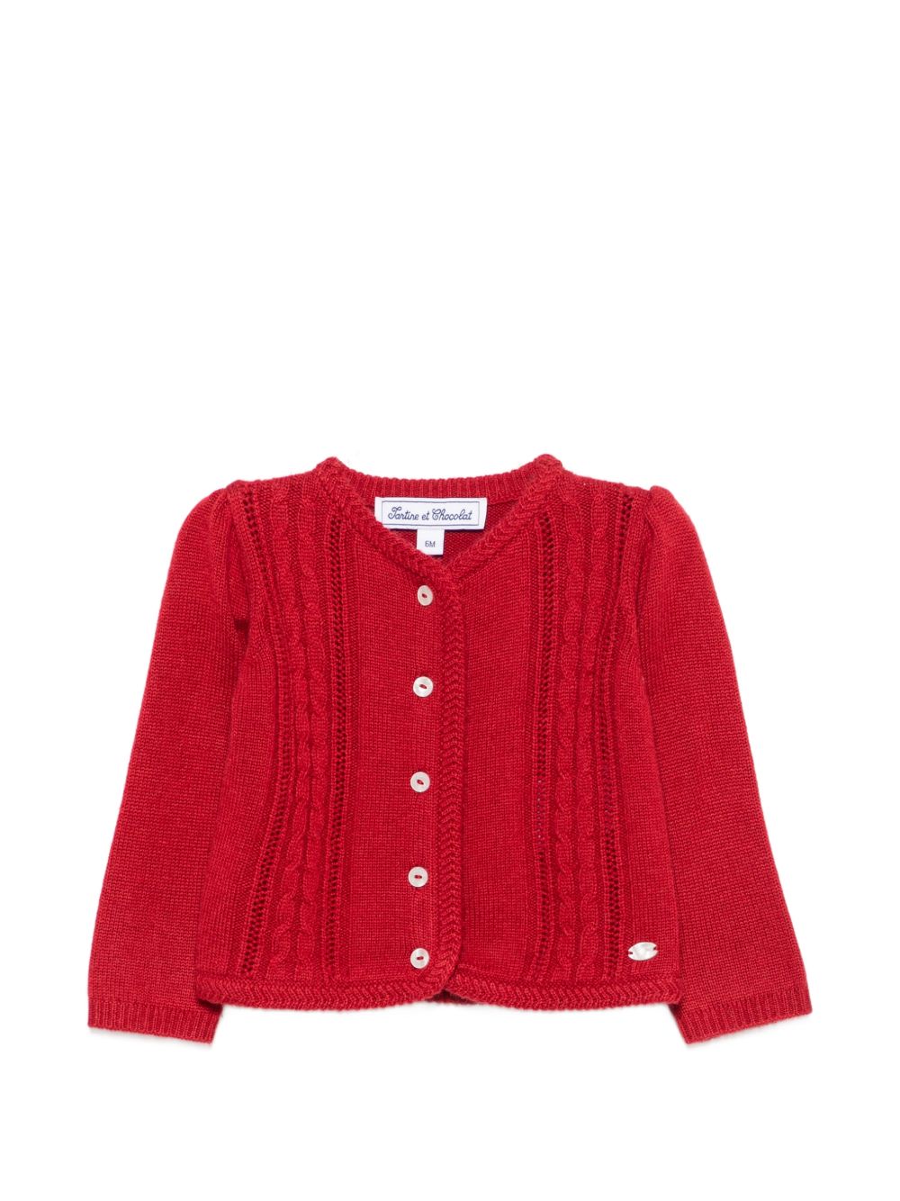 Cardigan per neonata Tartine Et Chocolat rosso in maglia a trecce CD18131 03 TArtine & Chocolat KIDS