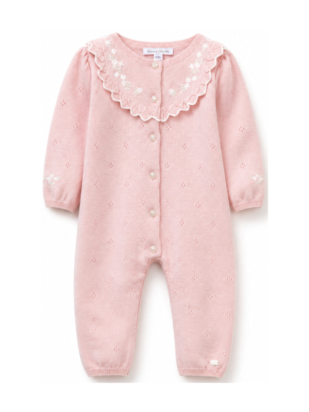 Tutina per neonata Tartine Et Chocolat rosa con rifiniture a volant e ricamo floreale CD32000 32 TArtine & Chocolat KIDS
