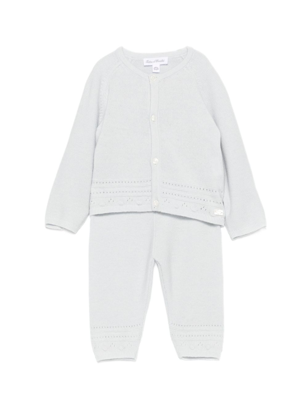 Set cardigan e pantaloni per neonato Tartine Et Chocolat azzurro con lavorazione pointelle CD36040 41 TArtine & Chocolat KIDS