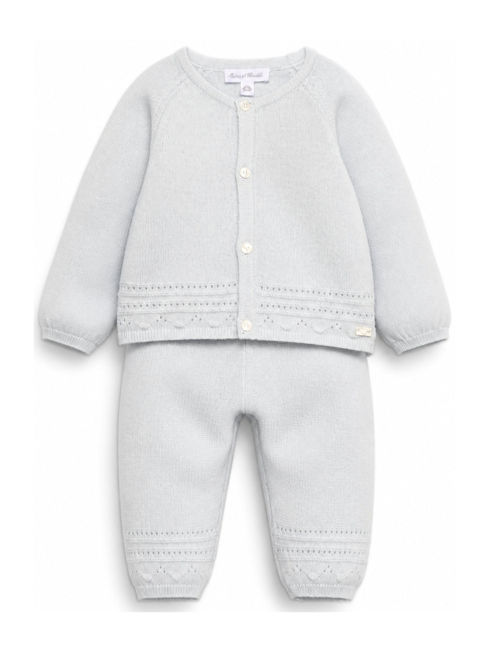 Set cardigan e pantaloni per neonato Tartine Et Chocolat azzurro con lavorazione pointelle CD36040 41 TArtine & Chocolat KIDS