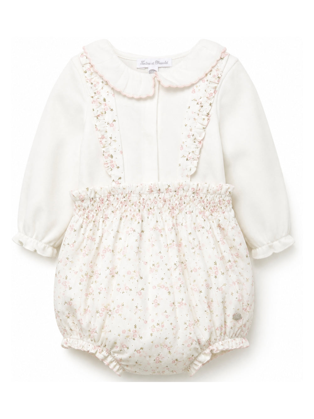 Set blusa e tutina per neonata Tartine Et Chocolat Kids bianco con colletto alla Peter Pan CD37000 13 TArtine & Chocolat KIDS