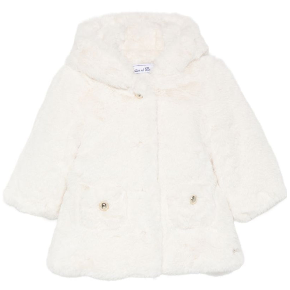 Cappotto per neonata Tartine Et Chocolat Kids bianca in pelliccia sintetica CD44001 13 TArtine & Chocolat KIDS