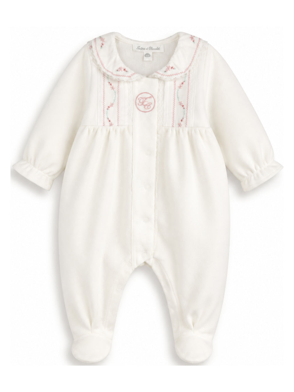 Tutina per neonata Tartine Et Chocolat Kids bianca con ricamo a fiori CD54100 13 TArtine & Chocolat KIDS