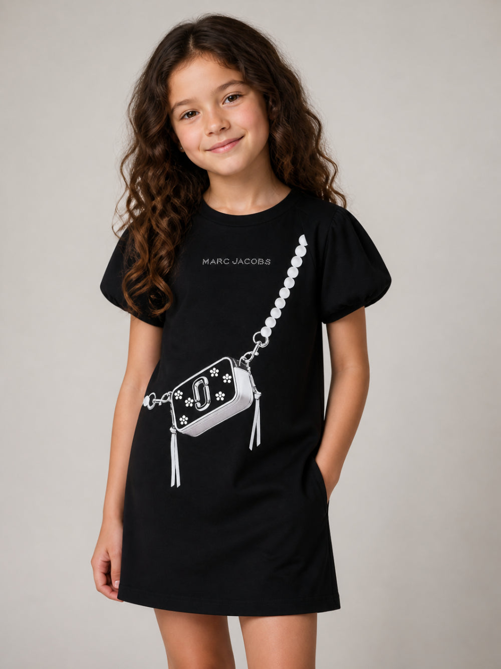 Abito per bambina The Marc Jacobs Kids nero con maniche a palloncino W60971 09B THE MARC JACOBS KIDS