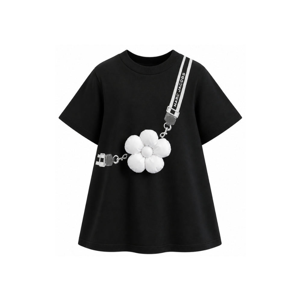 Abito per bambina The Marc Jacobs Kids nero con applicazione fiori in rilievo W60975 09B THE MARC JACOBS KIDS