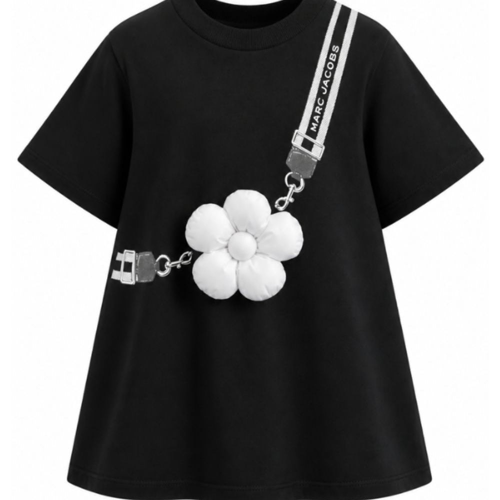 Abito per bambina The Marc Jacobs Kids nero con applicazione fiori in rilievo W60975 09B THE MARC JACOBS KIDS