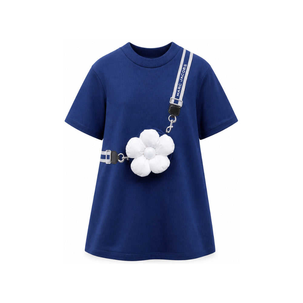Abito per bambina The Marc Jacobs Kids blu con applicazione fiori in rilievo W60975 841 THE MARC JACOBS KIDS