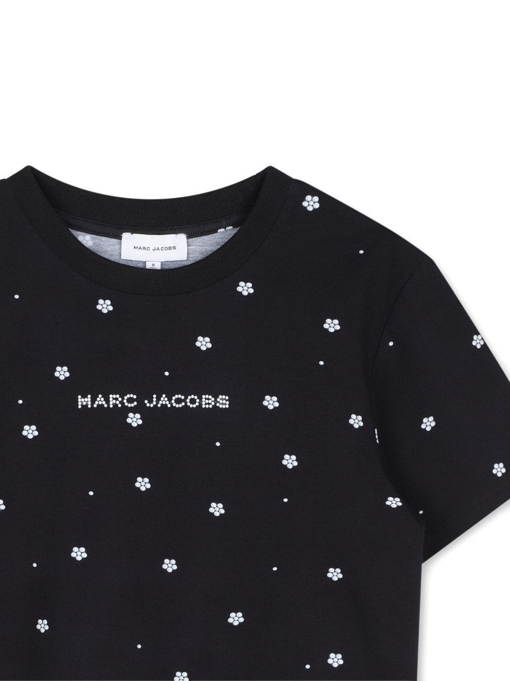 T-shirt per bambina The Marc Jacobs Kids nera con applicazione fiori sul davanti W60995 09B THE MARC JACOBS KIDS