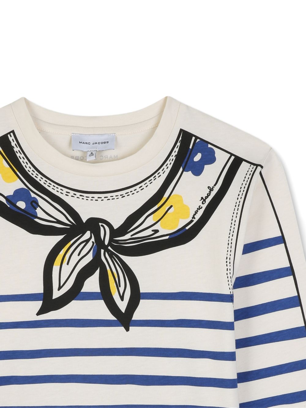 T-shirt Trompe-l'oeil per bambina The Marc Jacobs Kids bianco sporco con motivo a righe W60998 148 THE MARC JACOBS KIDS