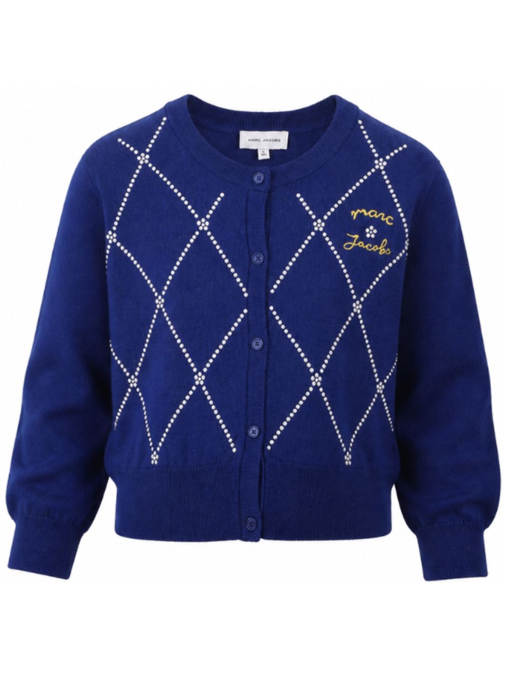 Cardigan per bambina The Marc Jacobs Kids blu con logo sul davanti W61003 841 THE MARC JACOBS KIDS