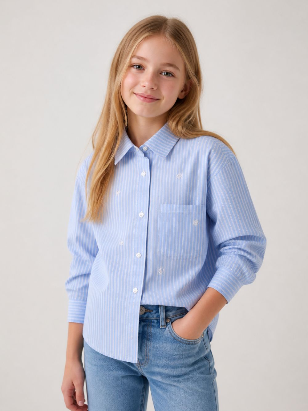 Camicia per bambina The Marc Jacobs Kids azzurra con design a righe W61017 794 THE MARC JACOBS KIDS