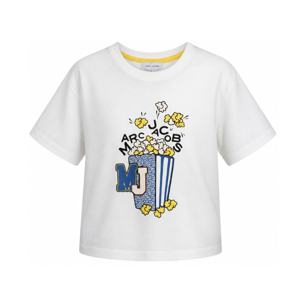 T-shirt per bambino The Marc Jacobs Kids bianca con stampa popcorn sul davanti W61031 126 THE MARC JACOBS KIDS