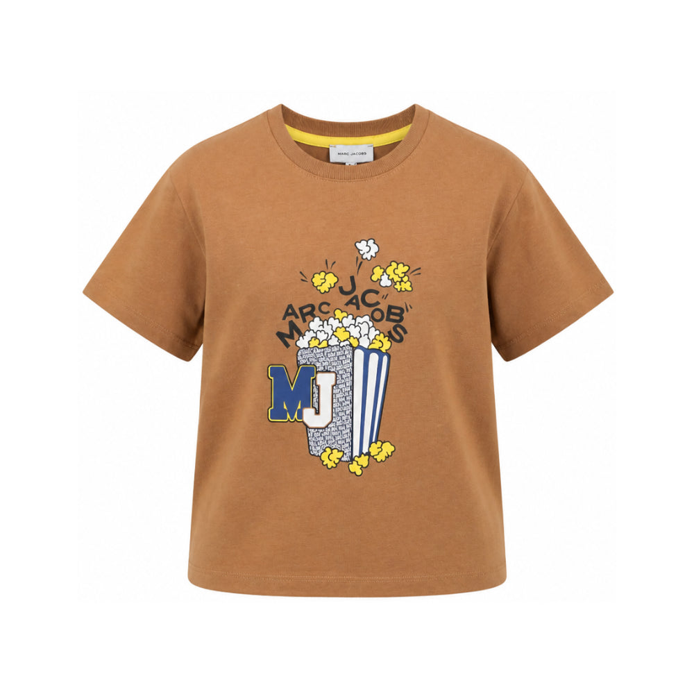 T-shirt per bambino The Marc Jacobs Kids marrone con stampa popcorn sul davanti W61031 213 THE MARC JACOBS KIDS