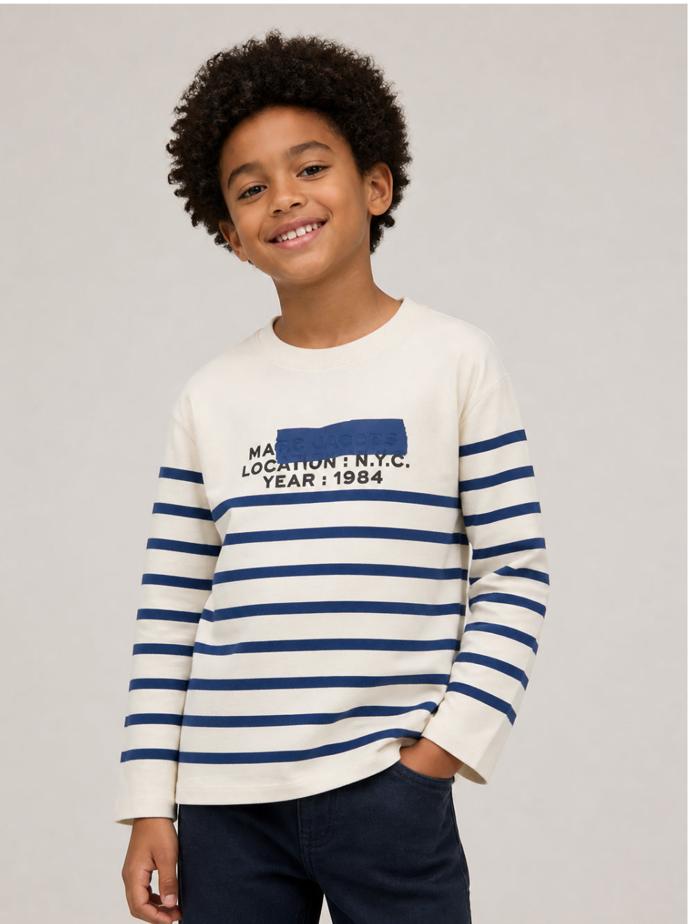 T-shirt per bambino The Marc Jacobs Kids bianca con design a righe W61032 148 THE MARC JACOBS KIDS