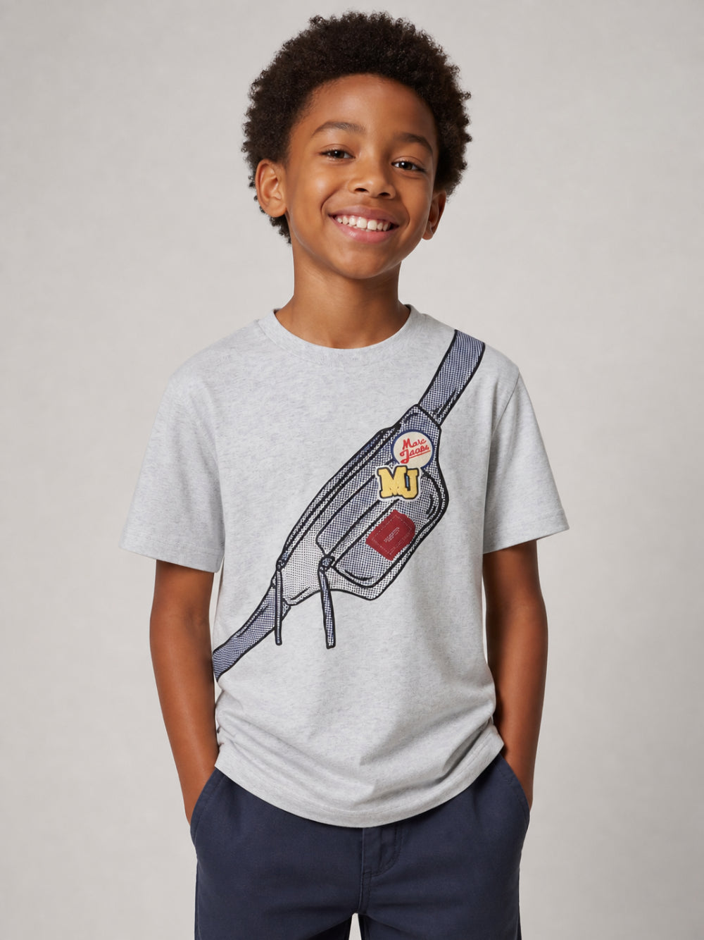 T-shirt per bambino The Marc Jacobs Kids grigia con stampa grafica sul davanti W61033 A18 THE MARC JACOBS KIDS