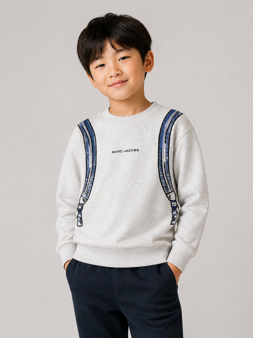 Felpa per bambino The Marc Jacobs Kids grigia con stampa zaino posteriore W61036 A18 THE MARC JACOBS KIDS