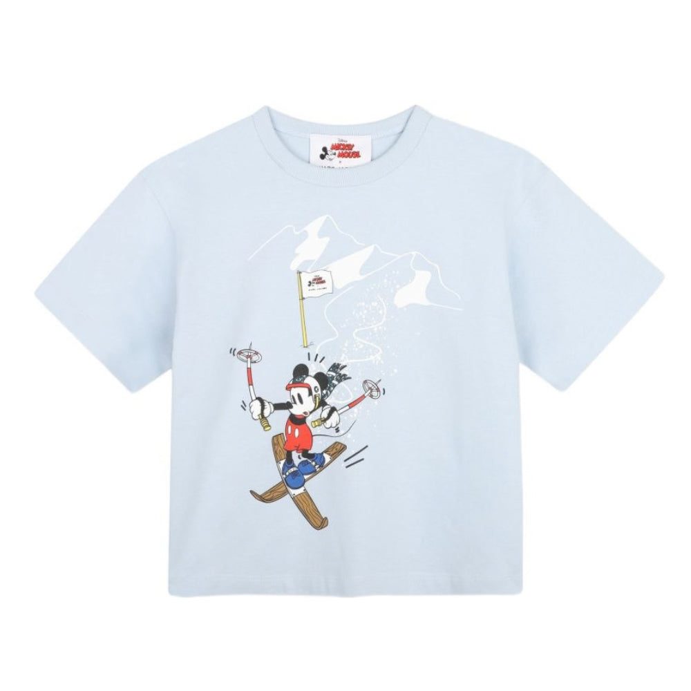 T-shirt per bambino The Marc Jacobs Kids x Disney azzurra con stampa grafica Topolino sul davanti W61062 794 THE MARC JACOBS KIDS