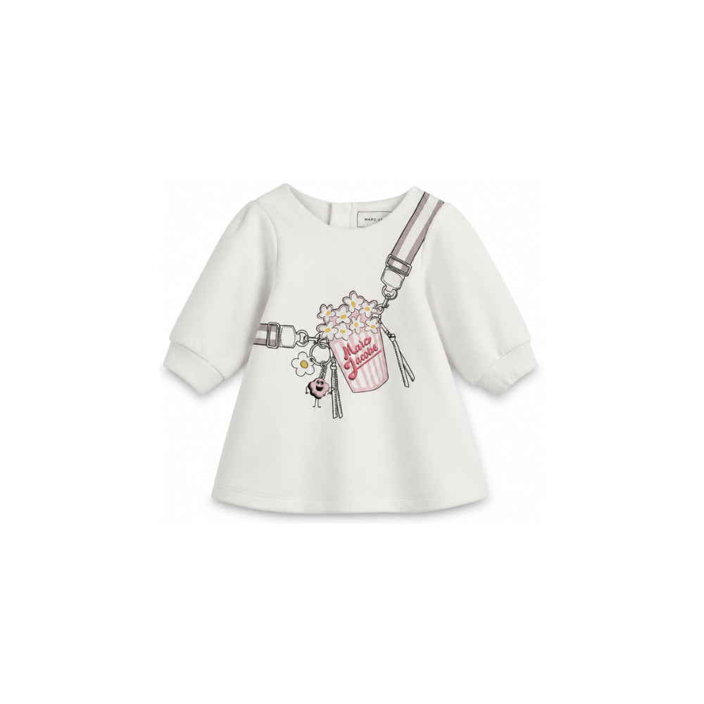 Abito per neonata The Marc Jacobs Kids bianco con stampa grafica sul davanti W61071 182 THE MARC JACOBS KIDS