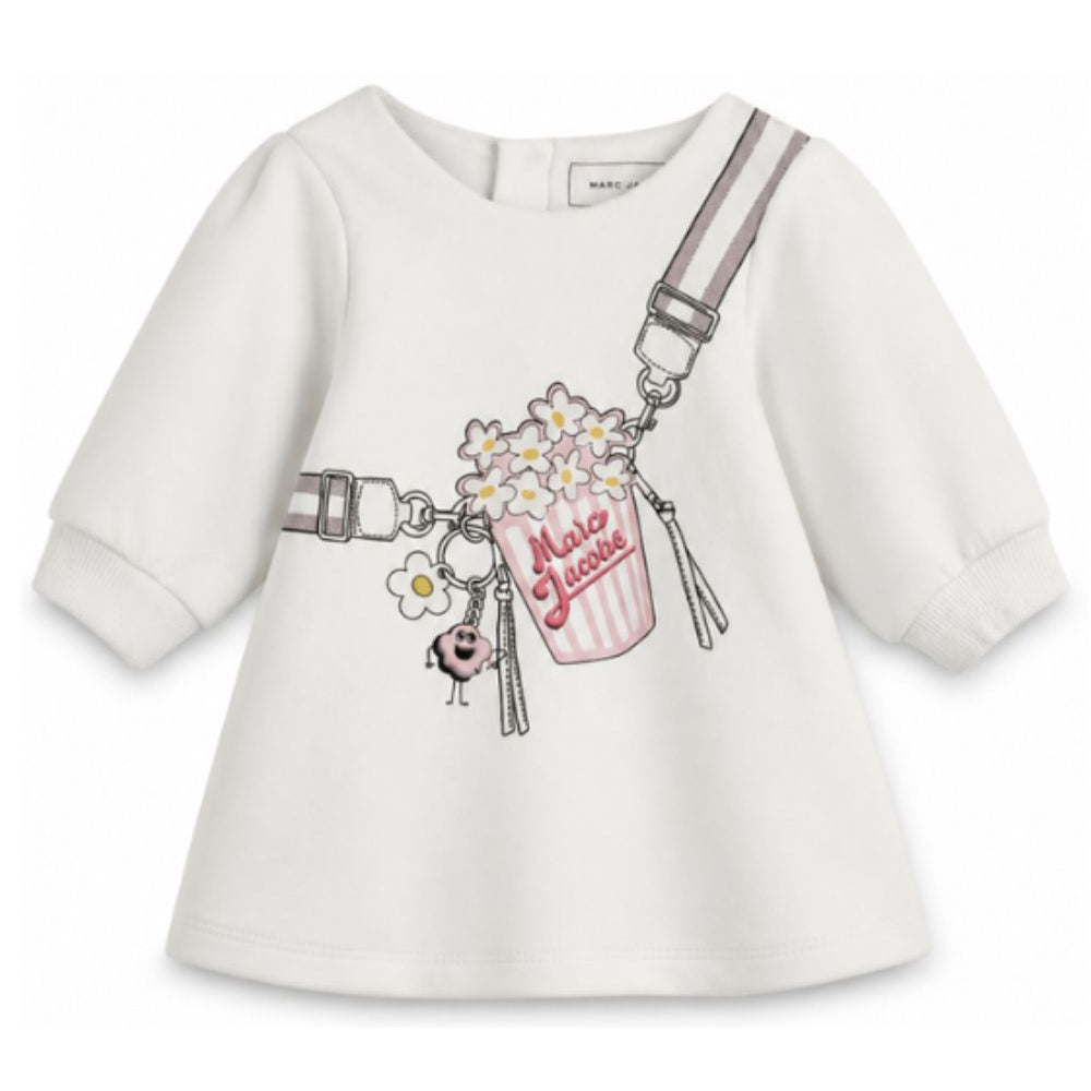 Abito per neonata The Marc Jacobs Kids bianco con stampa grafica sul davanti W61071 182 THE MARC JACOBS KIDS