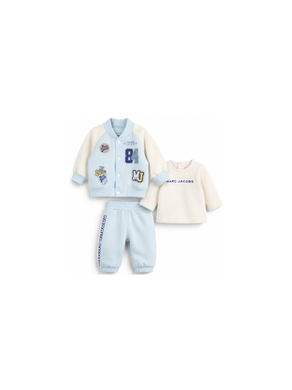 Set tre pezzi per neonato The Marc Jacobs Kids azzurro con logo sul davanti W61078 77X THE MARC JACOBS KIDS
