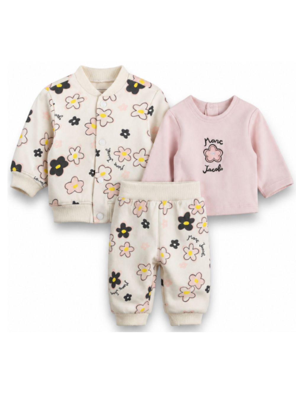Set tre pezzi per neonata The Marc Jacobs Kids rosa con stampa fiori W61079 182 THE MARC JACOBS KIDS