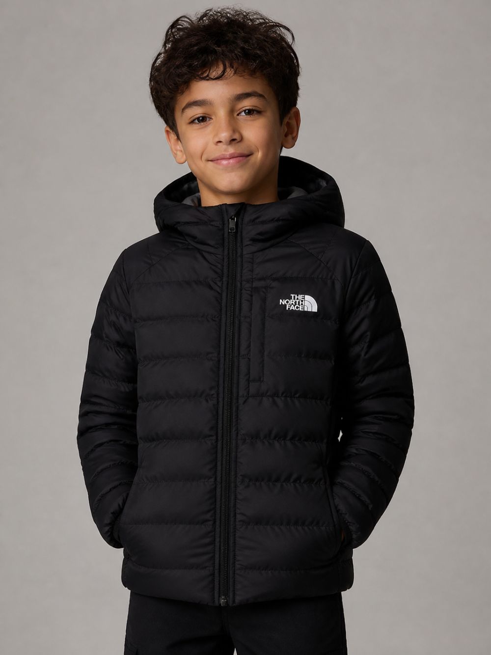 Giubbino Perrito per bambino The North Face Kids nero con logo stampato sul davanti NF0A88TW WOO1 THE NORTH FACE KIDS