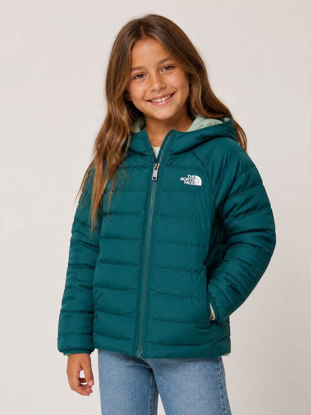 Giubbino per bambini The North Face Kids verde con stampa logo sul petto NF0A88VJ N4J1 THE NORTH FACE KIDS
