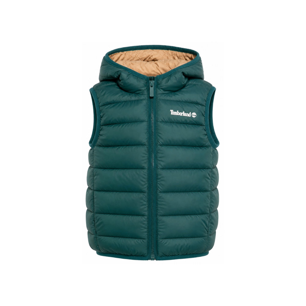 Smanicato per bambino Timberland Kids verde con stampa logo sul petto T60378 68R TIMBERLAND KIDS