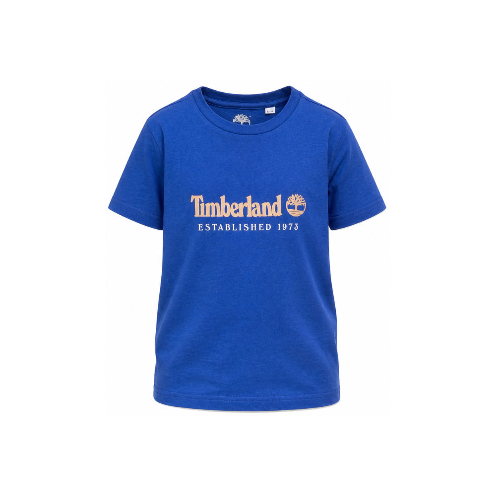 T-shirt per bambino Timberland Kids blu con stampa logo sul davanti T60968 829 TIMBERLAND KIDS