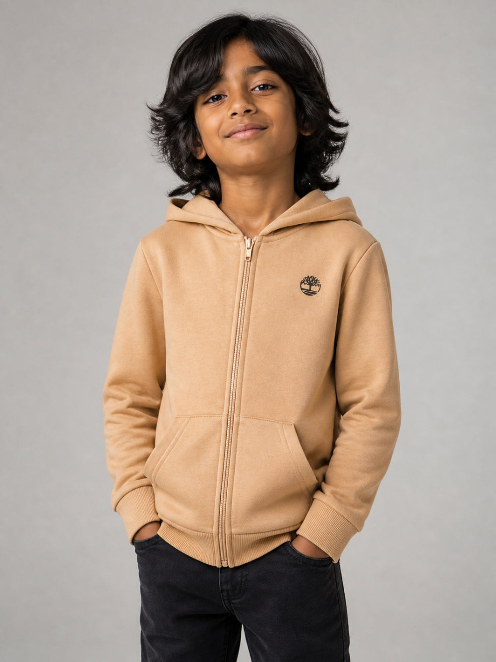 Felpa per bambino Timberland Kids beige con logo sul davanti T60973 230 TIMBERLAND KIDS