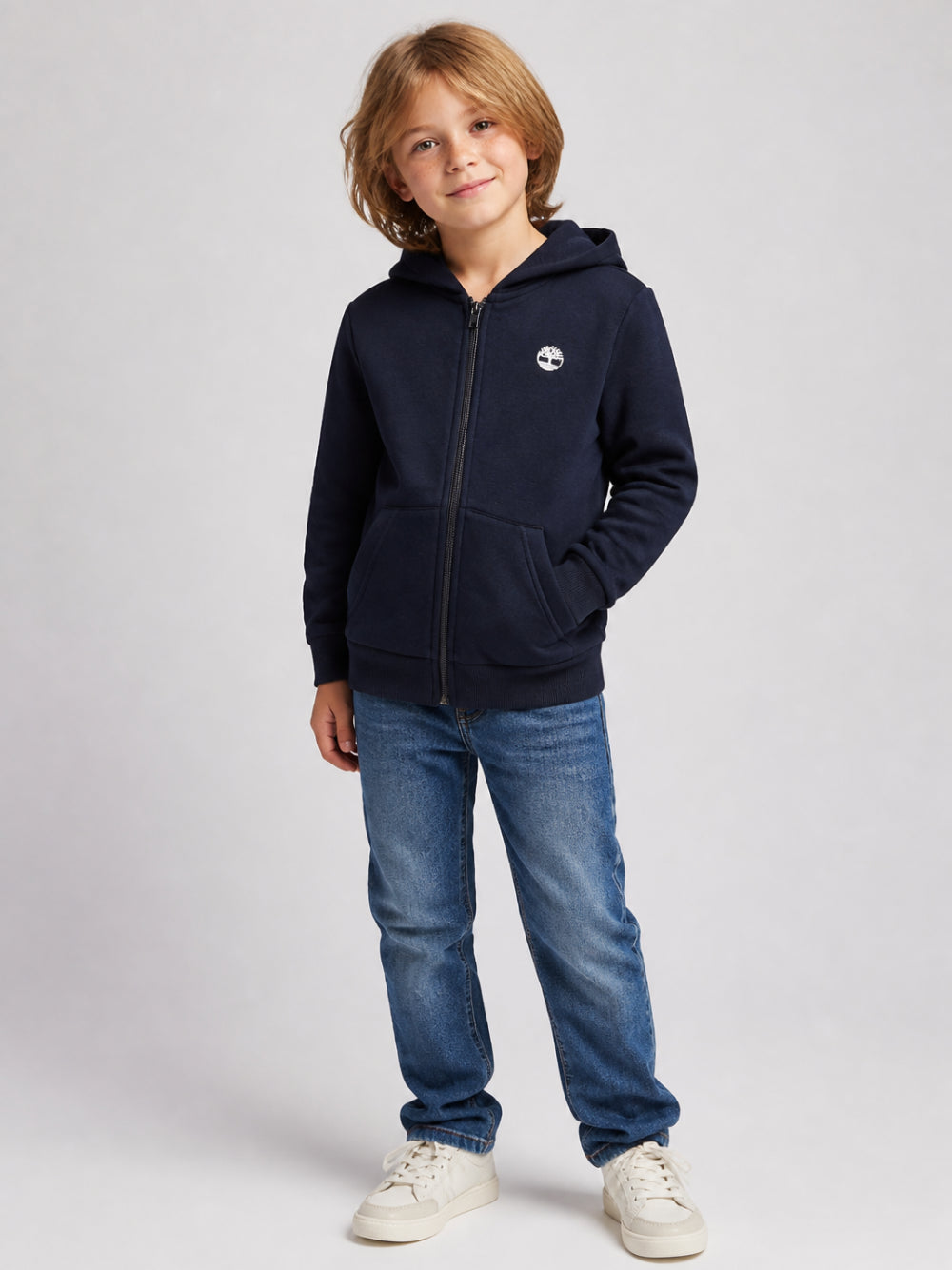 Felpa per bambino Timberland Kids blu con logo sul davanti T60973 849 TIMBERLAND KIDS