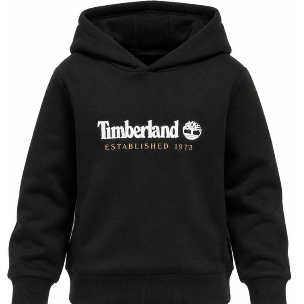 Felpa per bambino Timberland Kids nera con stampa logo sul davanti T60975 09B TIMBERLAND KIDS