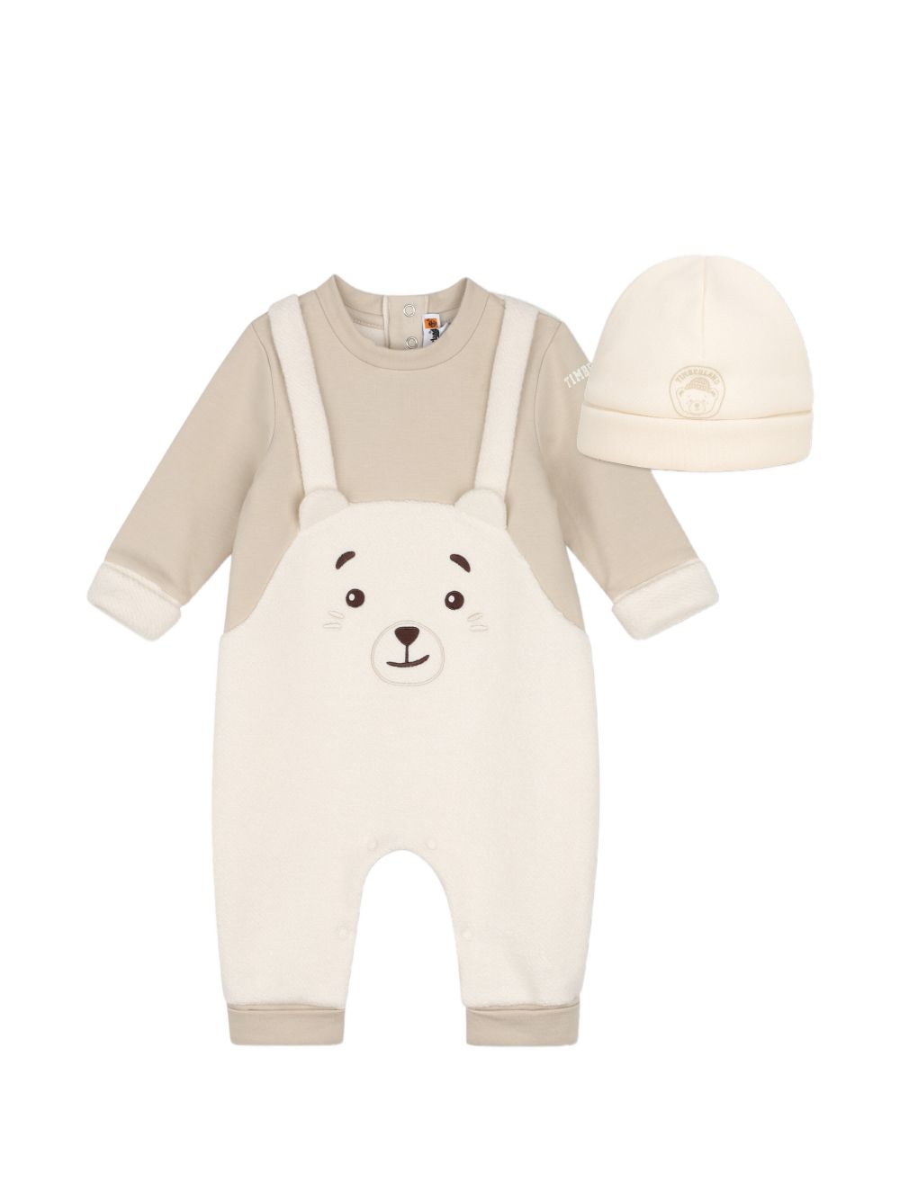 Set tutina e cappellino per neonato Timberland Kids beige con dettaglio orsetto sul davanti T61007 127 TIMBERLAND KIDS