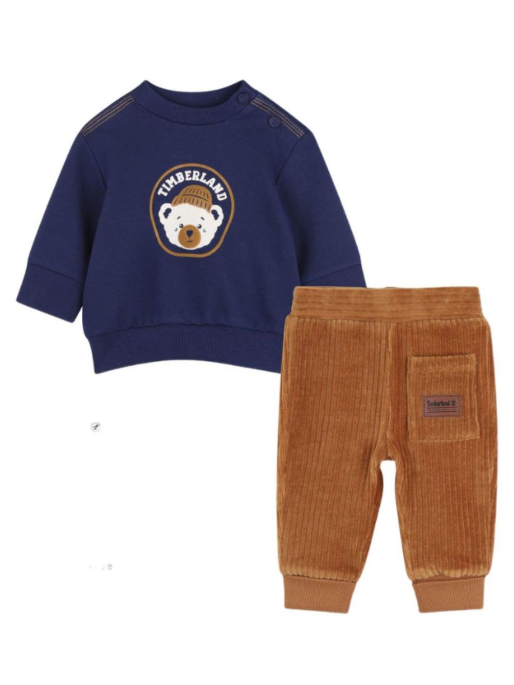 Set felpa e pantaloni per neonato Timberland Kids blu a coste con stampa T61009 84N TIMBERLAND KIDS