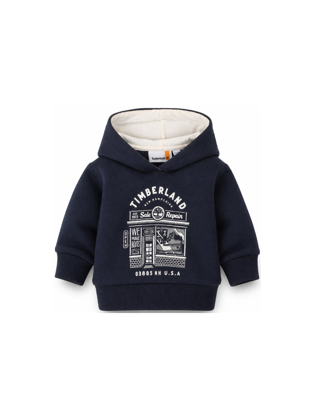 Felpa per neonato Timberland Kids blu con stampa e cappuccio T61034 849 TIMBERLAND KIDS