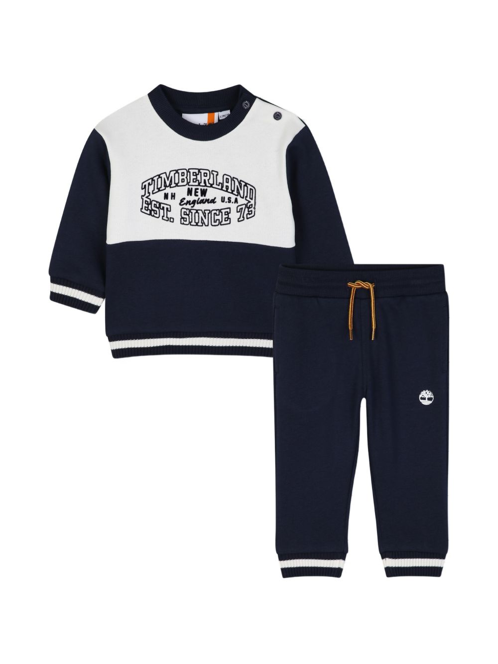 Set tuta sportiva per neonato Timberland Kids blu con stampa logo sul davanti T61037 849 TIMBERLAND KIDS