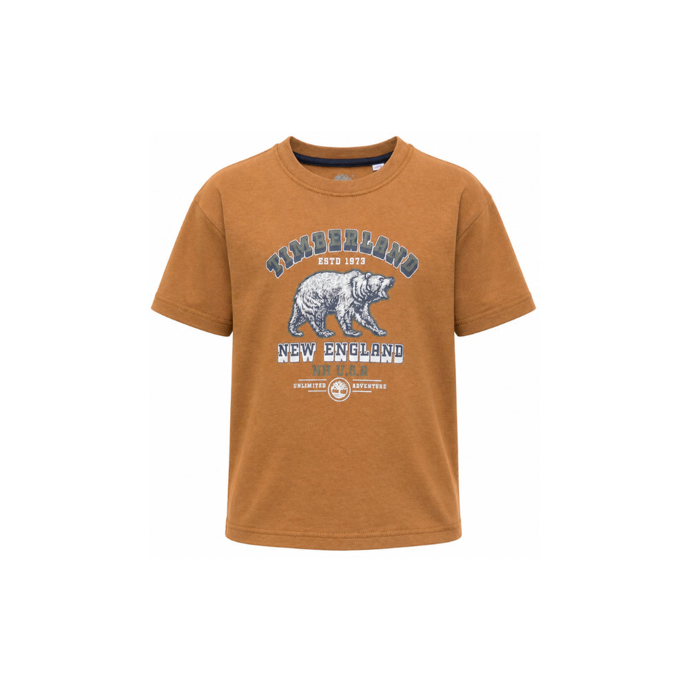 T-shirt per bambino Timberland Kids marrone con stampa grafica T61053 325 TIMBERLAND KIDS