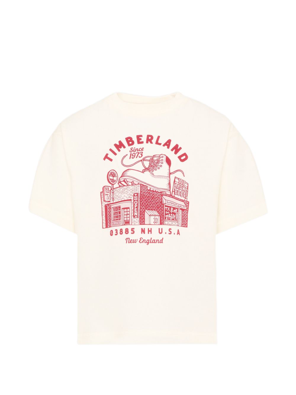T-shirt per bambino Timberland Kids color crema con stampa grafica T61054 127 TIMBERLAND KIDS