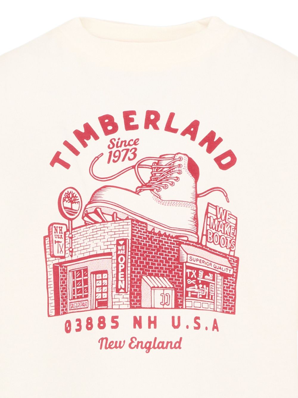 T-shirt per bambino Timberland Kids color crema con stampa grafica T61054 127 TIMBERLAND KIDS