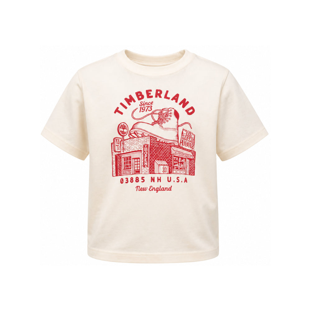 T-shirt per bambino Timberland Kids color crema con stampa grafica T61054 127 TIMBERLAND KIDS