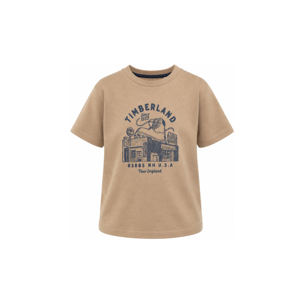 T-shirt per bambino Timberland Kids beige con stampa grafica T61054 659 TIMBERLAND KIDS