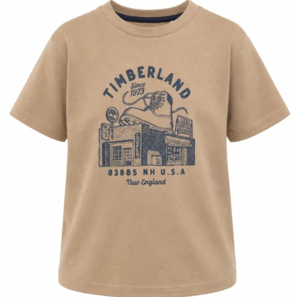 T-shirt per bambino Timberland Kids beige con stampa grafica T61054 659 TIMBERLAND KIDS