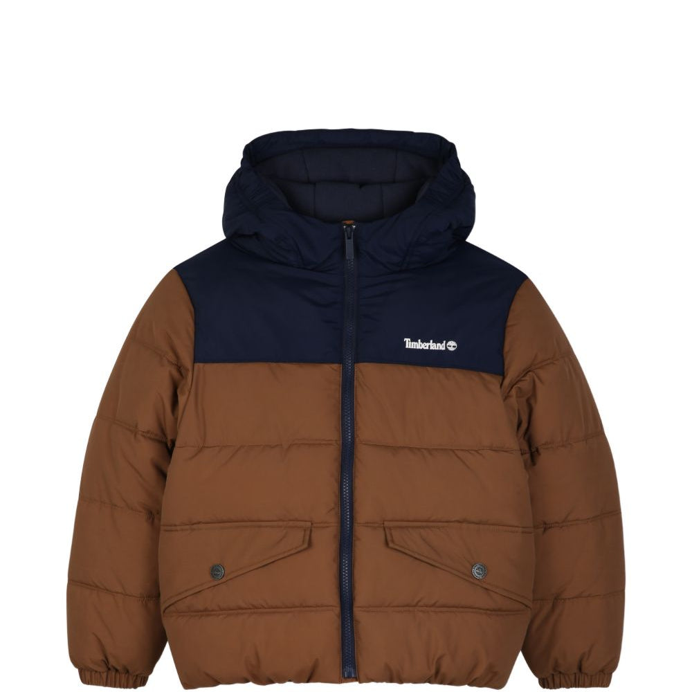 Giubbino per bambino Timberland Kids marrone con design color-block T61057 325 TIMBERLAND KIDS