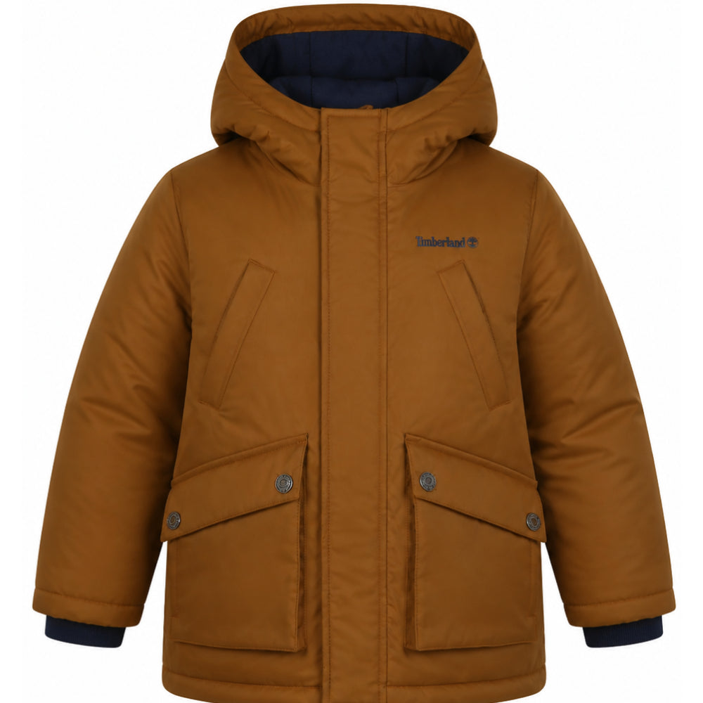 Giubbino per bambino Timberland Kids marrone con stampa logo sul petto T61061 325 TIMBERLAND KIDS