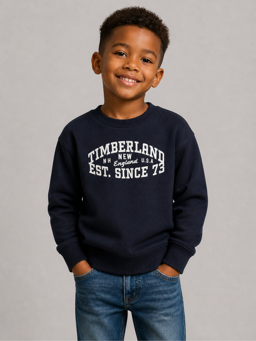 Felpa per bambino Timberland Kids blu con stampa logo sul davanti T61063 849 TIMBERLAND KIDS