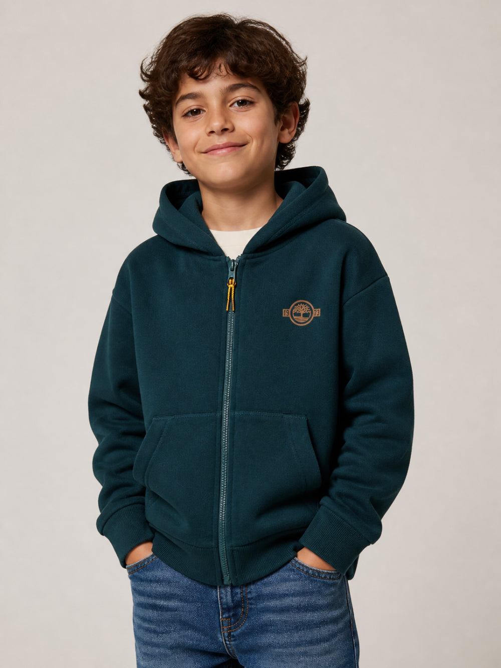 Felpa per bambino Timberland Kids verde con stampa del logo sul retro T61067 68R TIMBERLAND KIDS