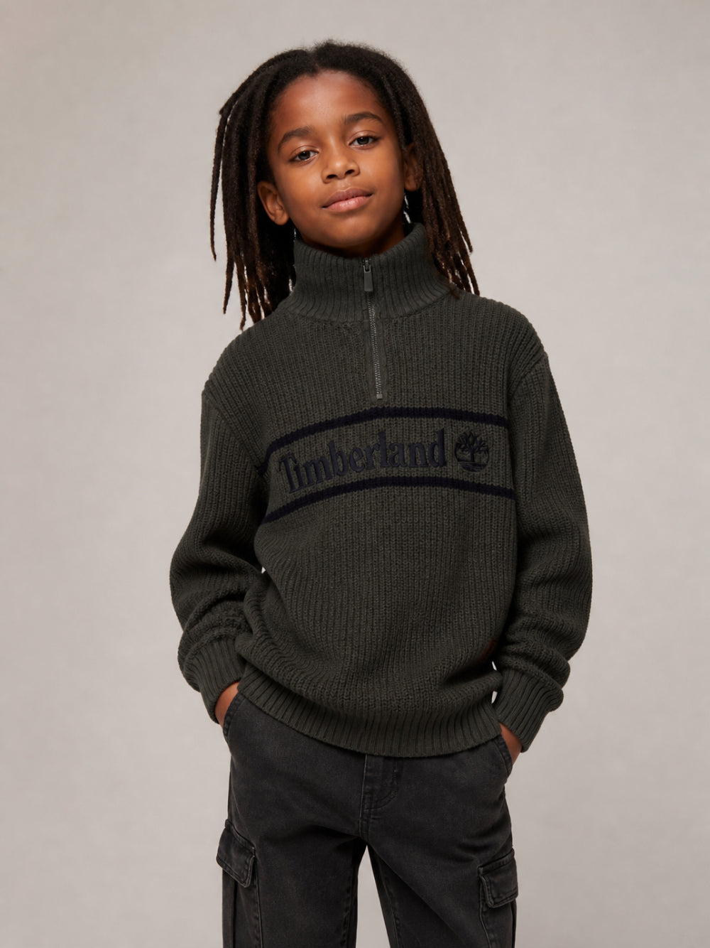 Maglione per bambino Timberland Kids verde con trama a coste T61082 730 TIMBERLAND KIDS