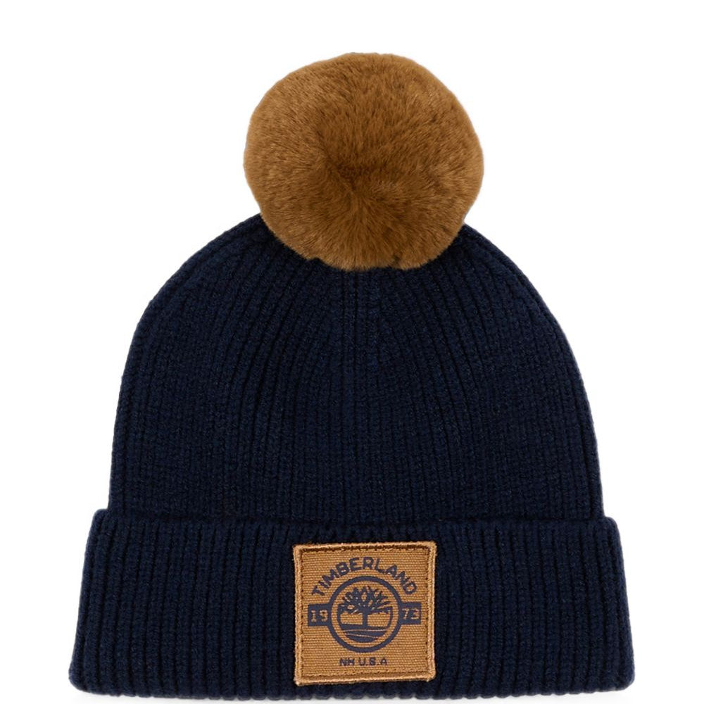 Cappello per bambino Timberland Kids blu con pompon T61095 849 TIMBERLAND KIDS