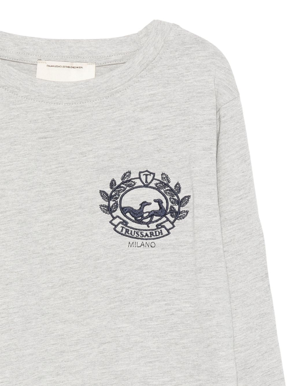T-shirt per bambino Trussardi Kids grigio con stampa logo sul davanti TBA26015TS GREY LIGHT MELANGE TRUSSARDI KIDS