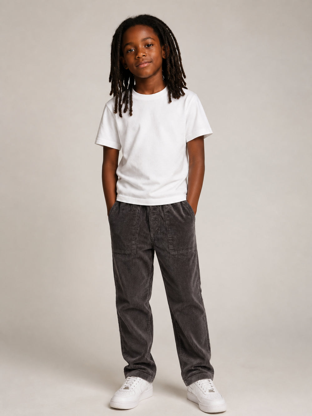 Pantaloni per bambino Trussardi Kids grigi in velluto TBA26016PA GREY TRUSSARDI KIDS